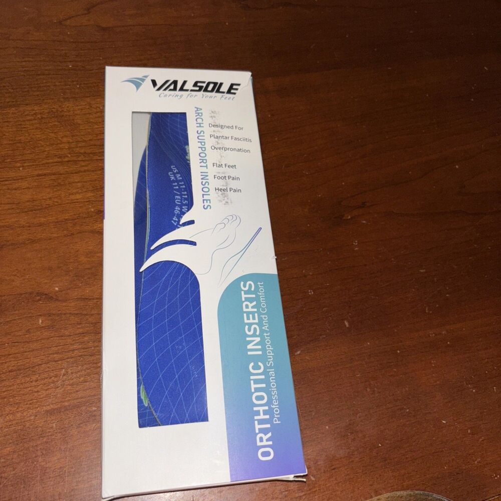 VALSOLE Arch Support Orthotics Inserts Insoles Men 11-11.5 /Women 13-13.5 New